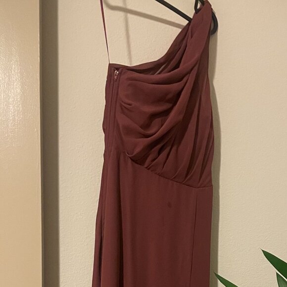 Birdy Grey Kira Bridesmaid Dress -  Chiffon in Dark Mauve, Size XS, with Slit - Picture 10 of 11